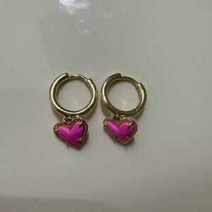 Kendra Scott Gold and Pink Heart Earrings